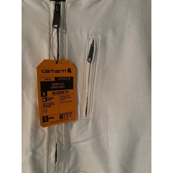 NWT Carhartt women 1X Cream Relaxed Rugged Flex Canvas Crawford bomber Jacket - Picture 6 of 9